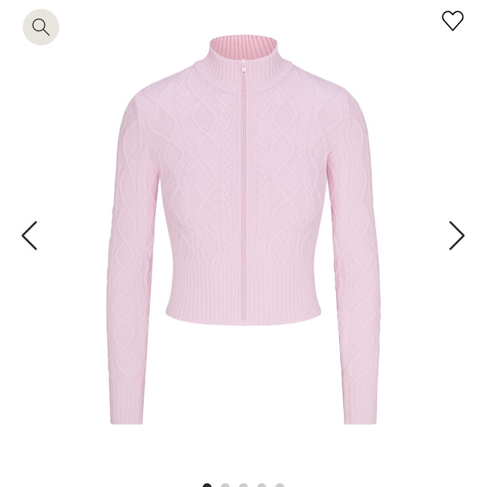 SKIMS SWEATER KNIT ZIP UP BABY PINK NWT SMALL